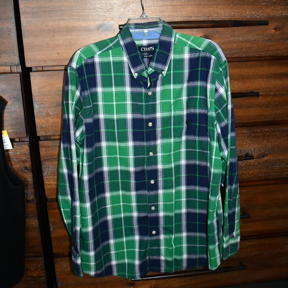 Men's CHAPS Long Sleeve Button Down Collared Shirt LG